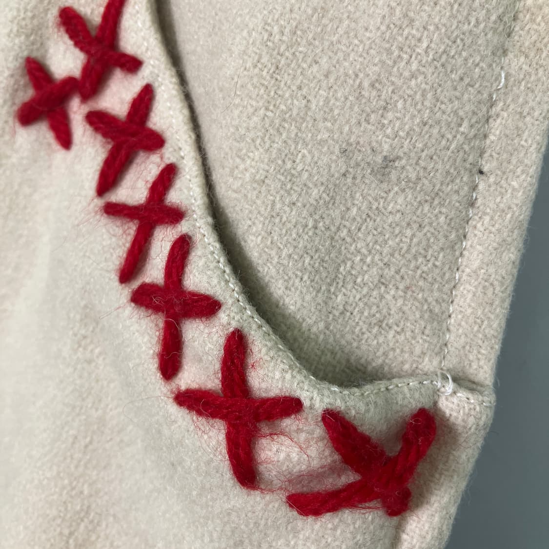 80's 이세이미야케 레드 스티치 울 스커트 상품이미지9