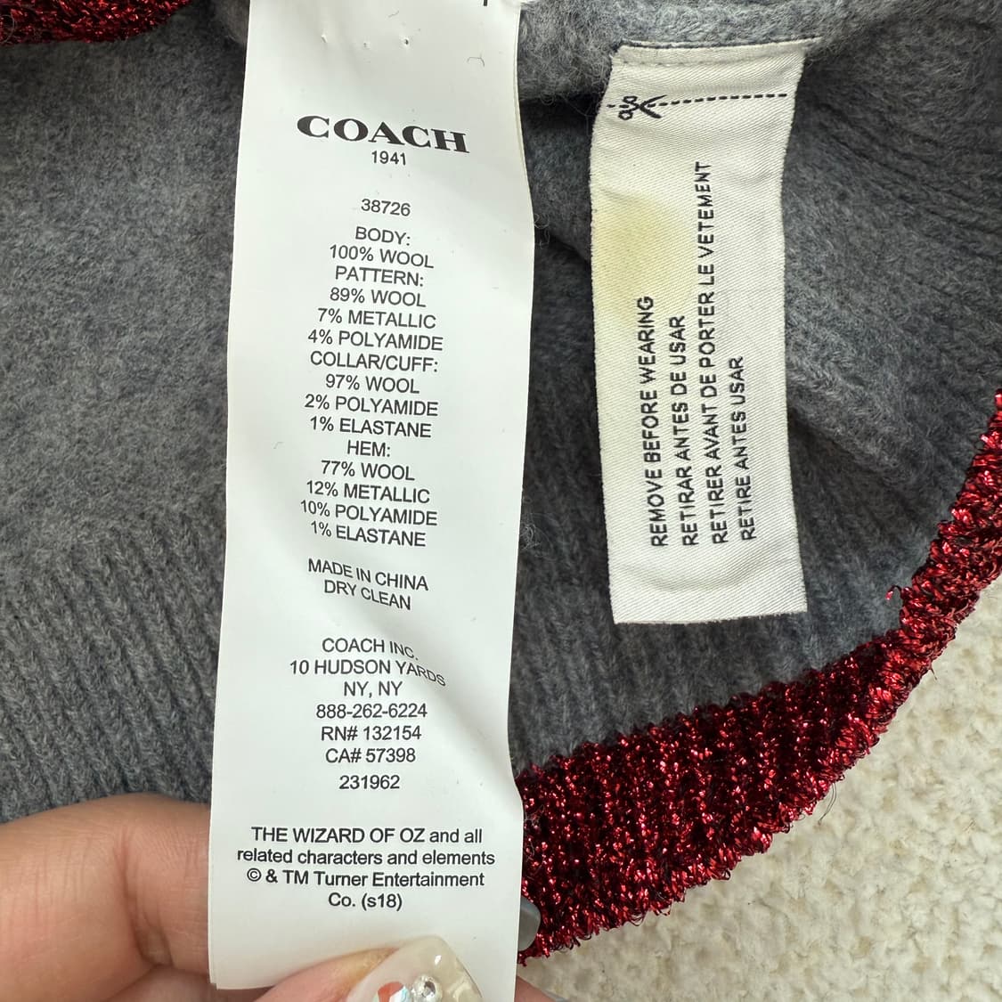 [S] 코치 오즈의 마법사 컬렉션 루비 슬리퍼 울 스웨터 니트 3679 상품이미지5