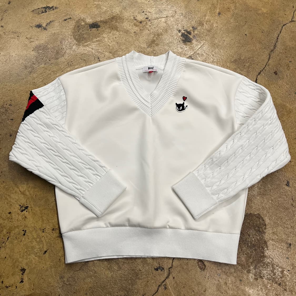 [정품/4] WAAC 화이트 케이블 니트 맨투맨 b14 상품이미지2