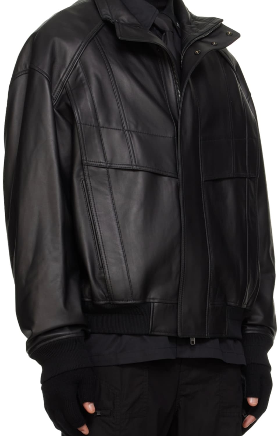 준지 24fw 279 하이넥 레더 블루종 46 상품이미지10