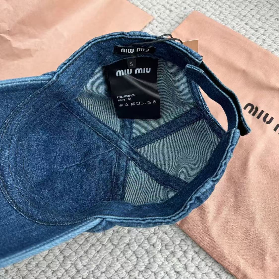 미우 미우 데님 베이스볼 캡 네이비 상품이미지8