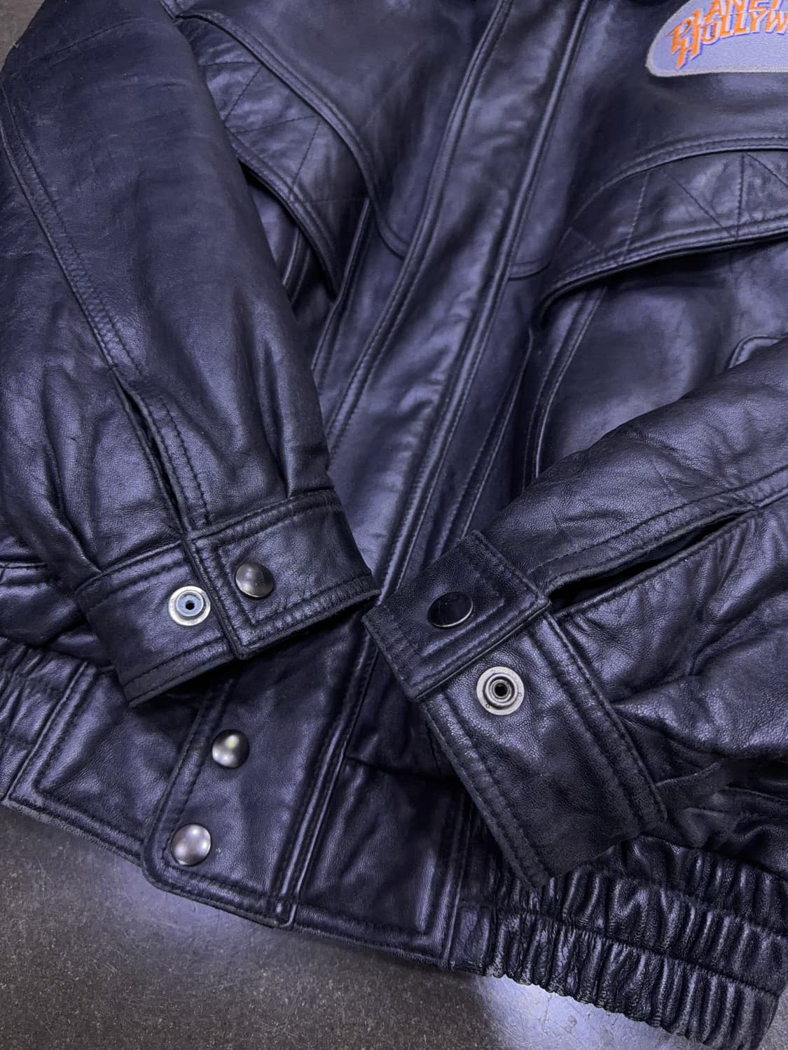 플래닛 할리우드 워싱턴 자수 양가죽 레더 봄버자켓 M 상품이미지7