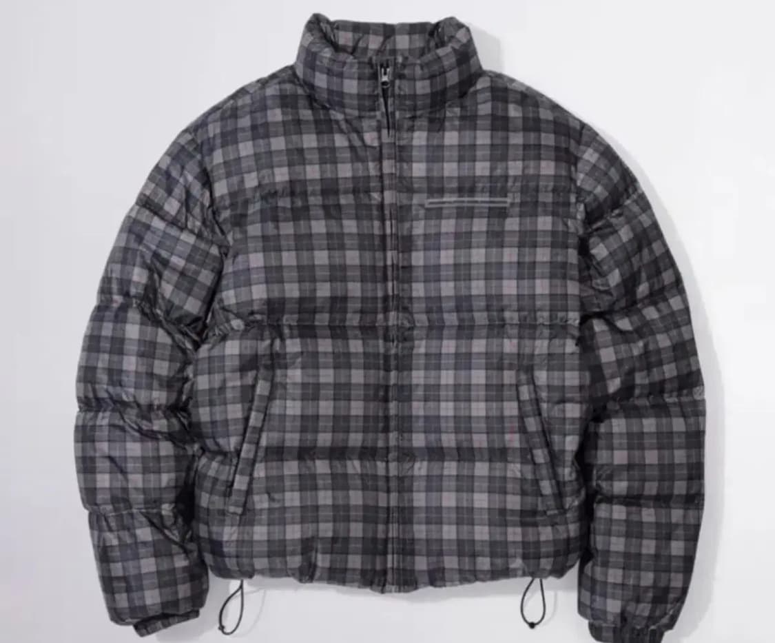 (2회착)스컬프터 107 puffer down plaid 그레이 패딩 상품이미지1