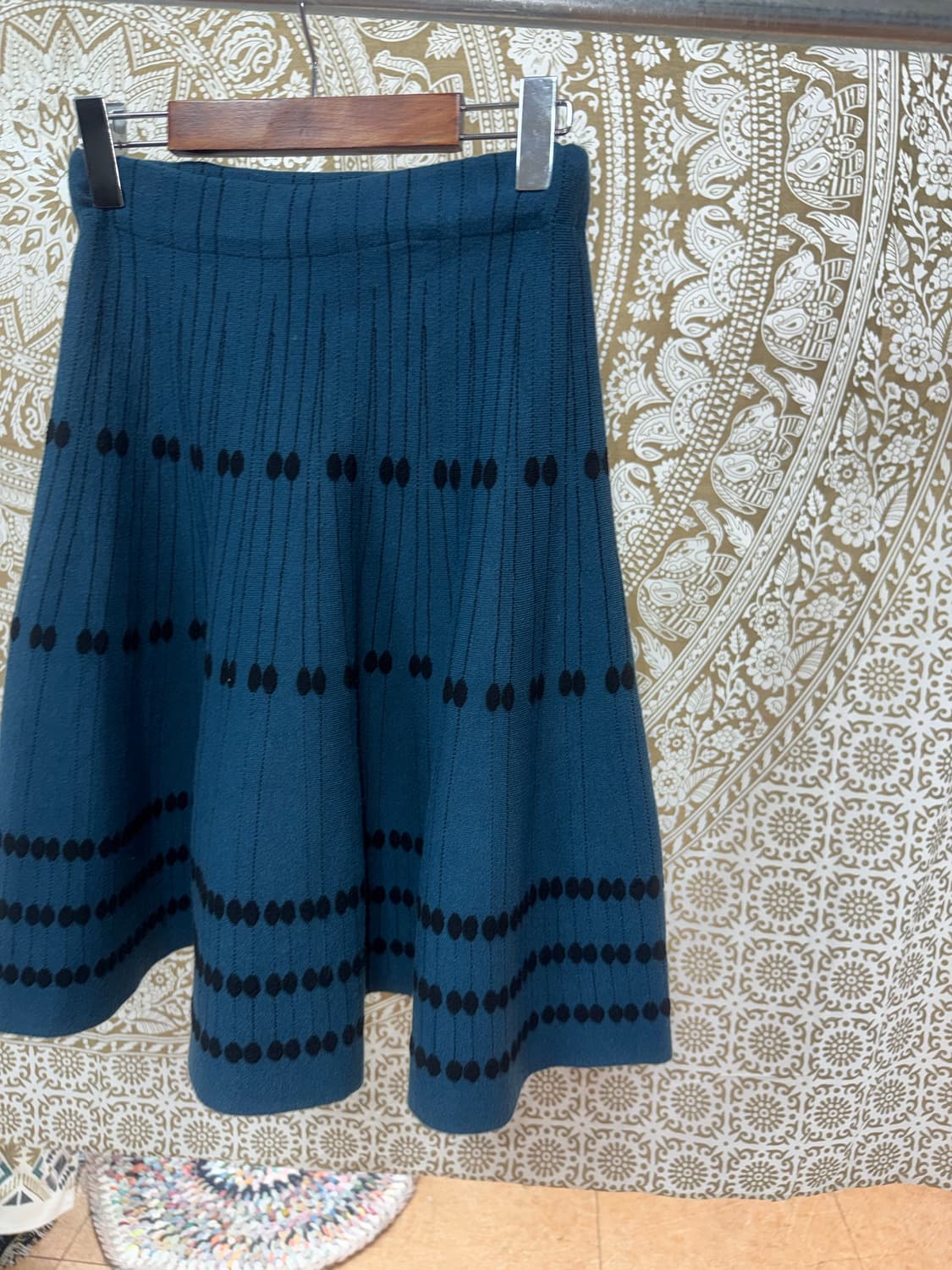 빈티지 여성 도트 스트라이프 밴딩 니트 미디스커트  상품이미지4