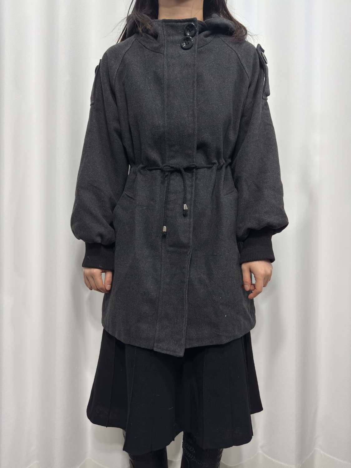 meikalu button hood wool coat 상품이미지1