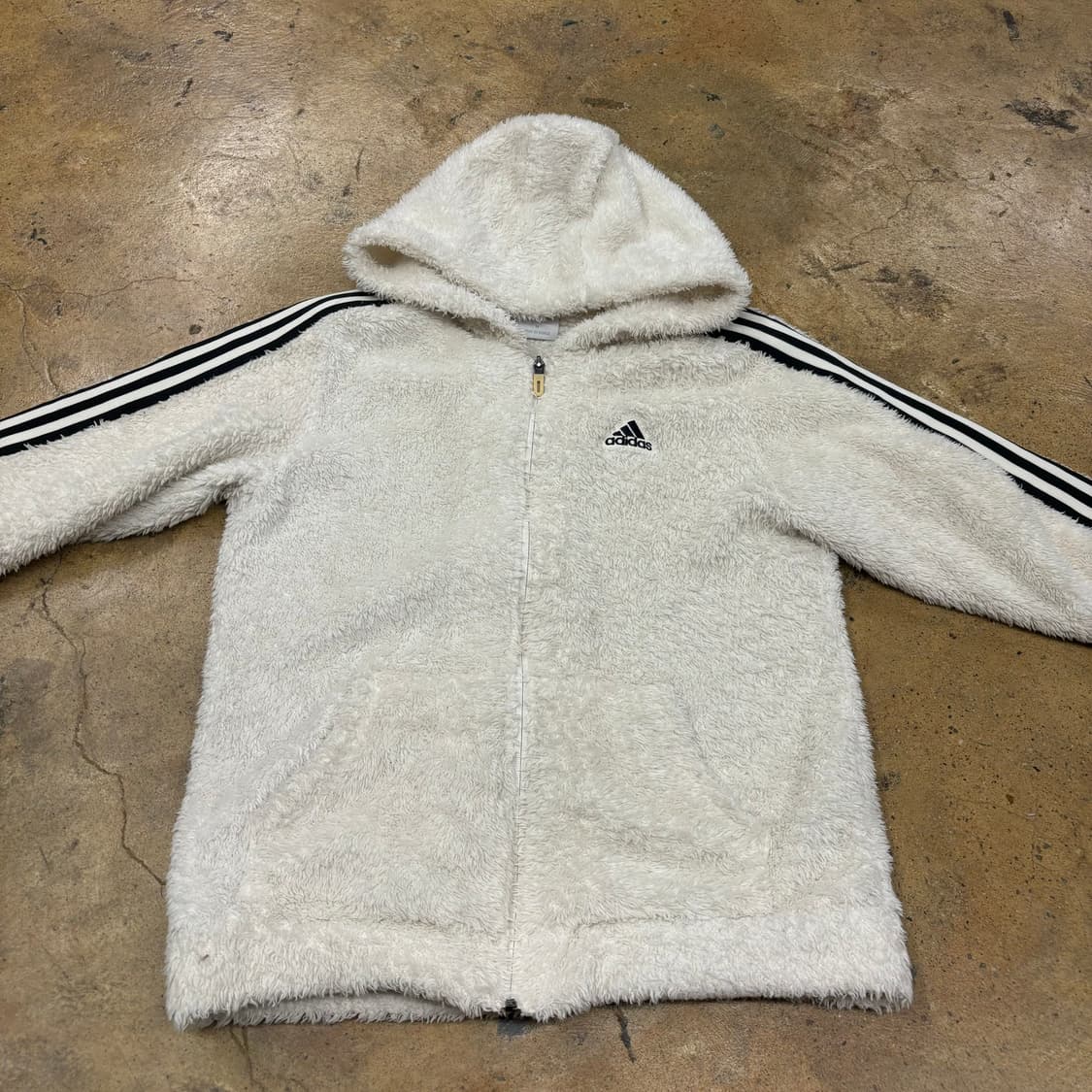 아디다스 화이트 흰검 후리스 트랙탑 후드집업 상품이미지3