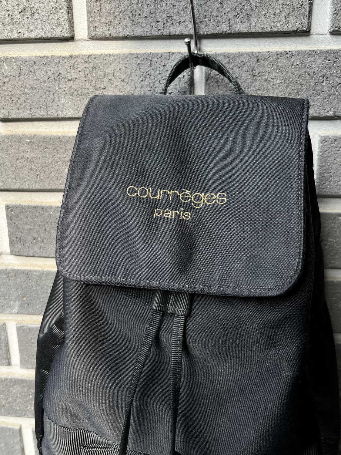 90s Courreges 꾸레쥬 로고 나일론 백팩 블랙 상품이미지4