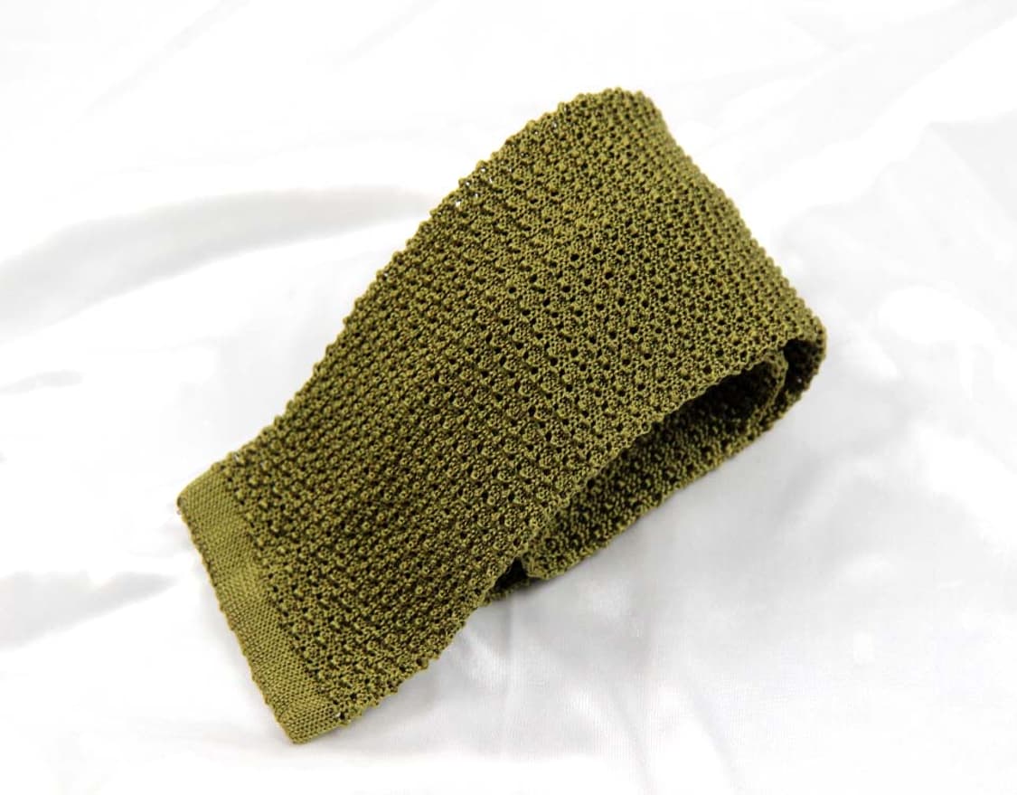 폴스튜어트 니트 타이 7cm A+등급 카키 남자 넥타이 상품이미지1