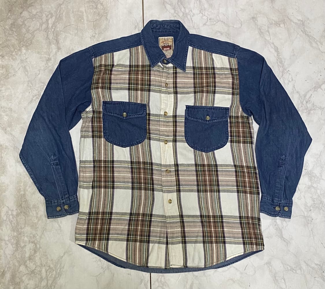 리갈스테이터스 데님 배색 체크 셔츠 100사이즈 상품이미지1