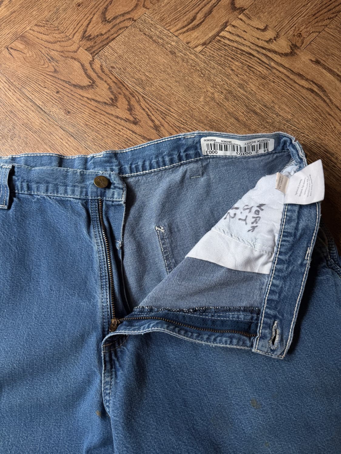 [36]칼하트 USA 미디엄블루 워싱 싱글니 카펜터 워크 데님 팬츠 상품이미지4