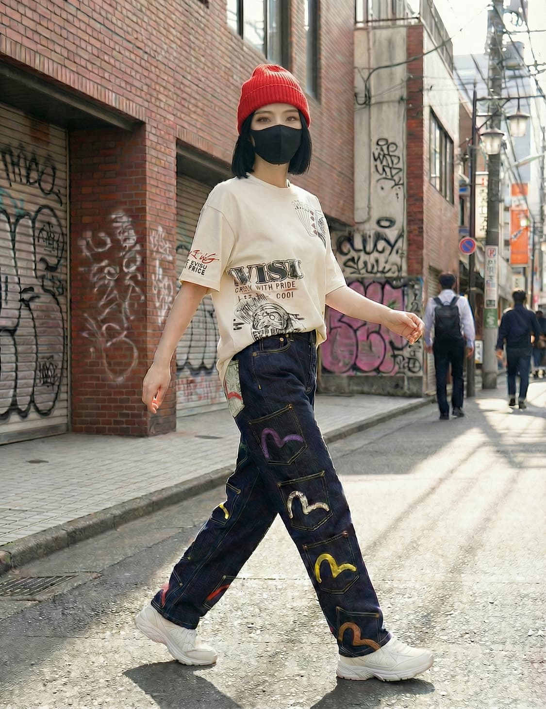 🧵 EVISU 멀티 포켓 페인팅 데님 팬츠 상품이미지1