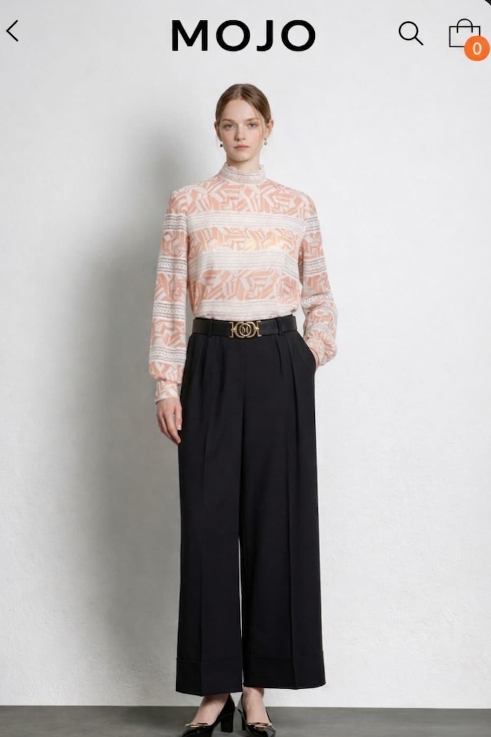 모조에스핀 하프하이넥 레이스 블록 블라우스 상품이미지1