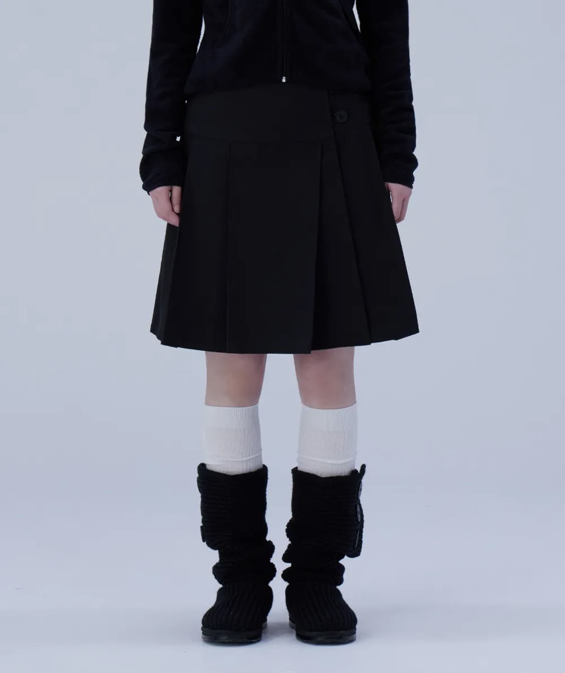 미세키서울 미디 랩 스커트 블랙 상품이미지1