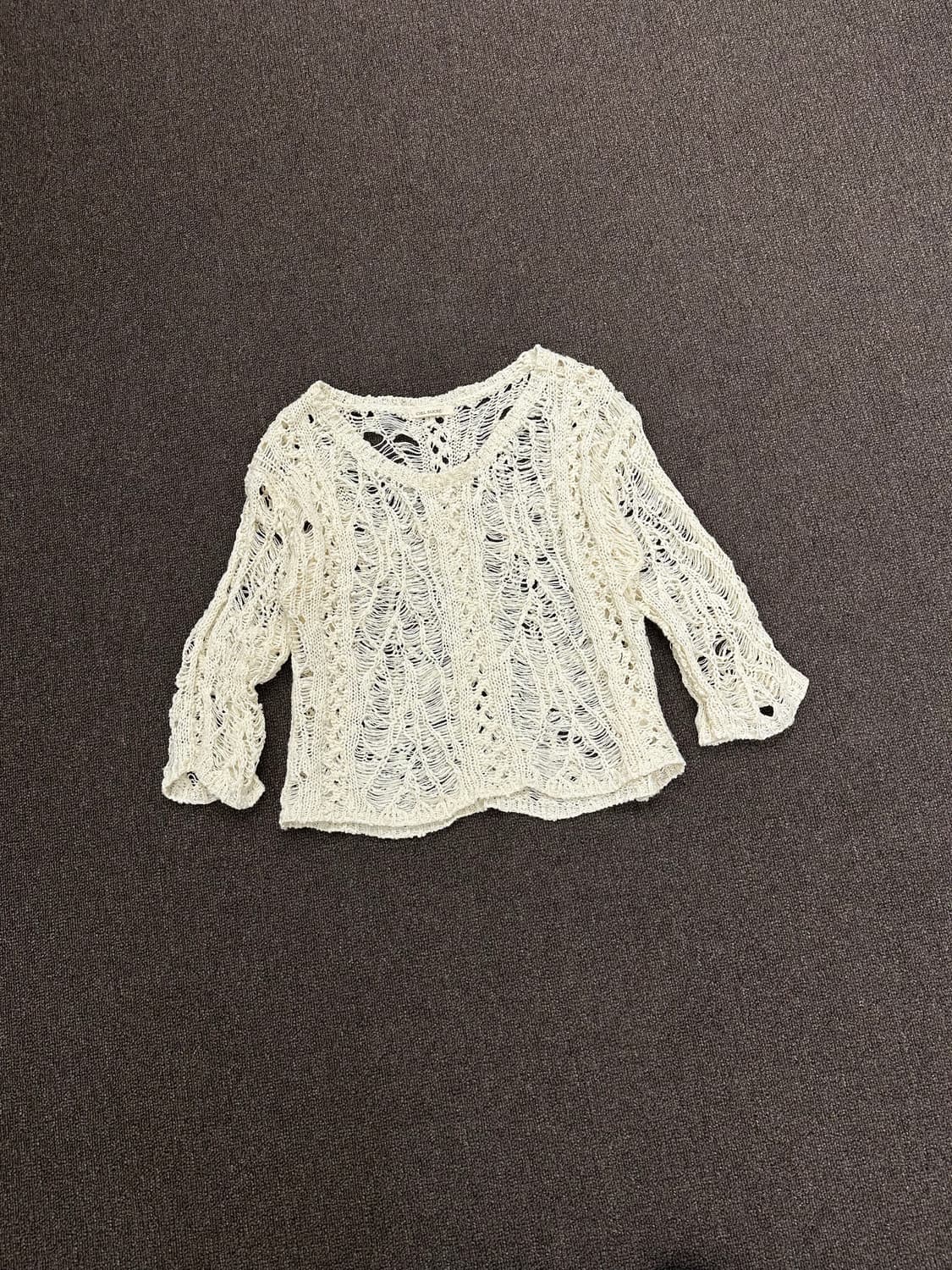 M)Japanese vintage 여성 그런지 아이보리 그물 니트 상품이미지3