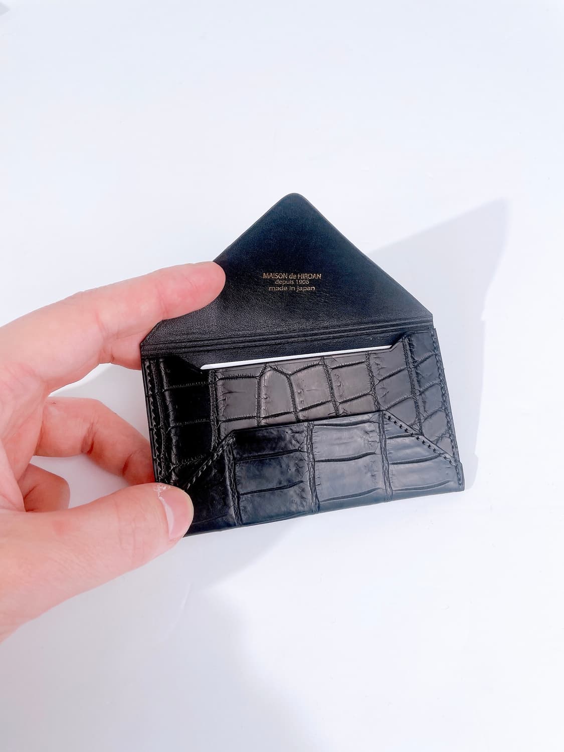 (정품/새상품) 메종 드 히로안 블랙 악어가죽 카드지갑 상품이미지2