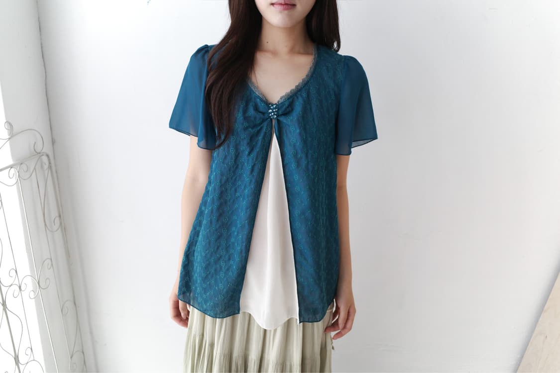 axes femme) lace layered half T 상품이미지5