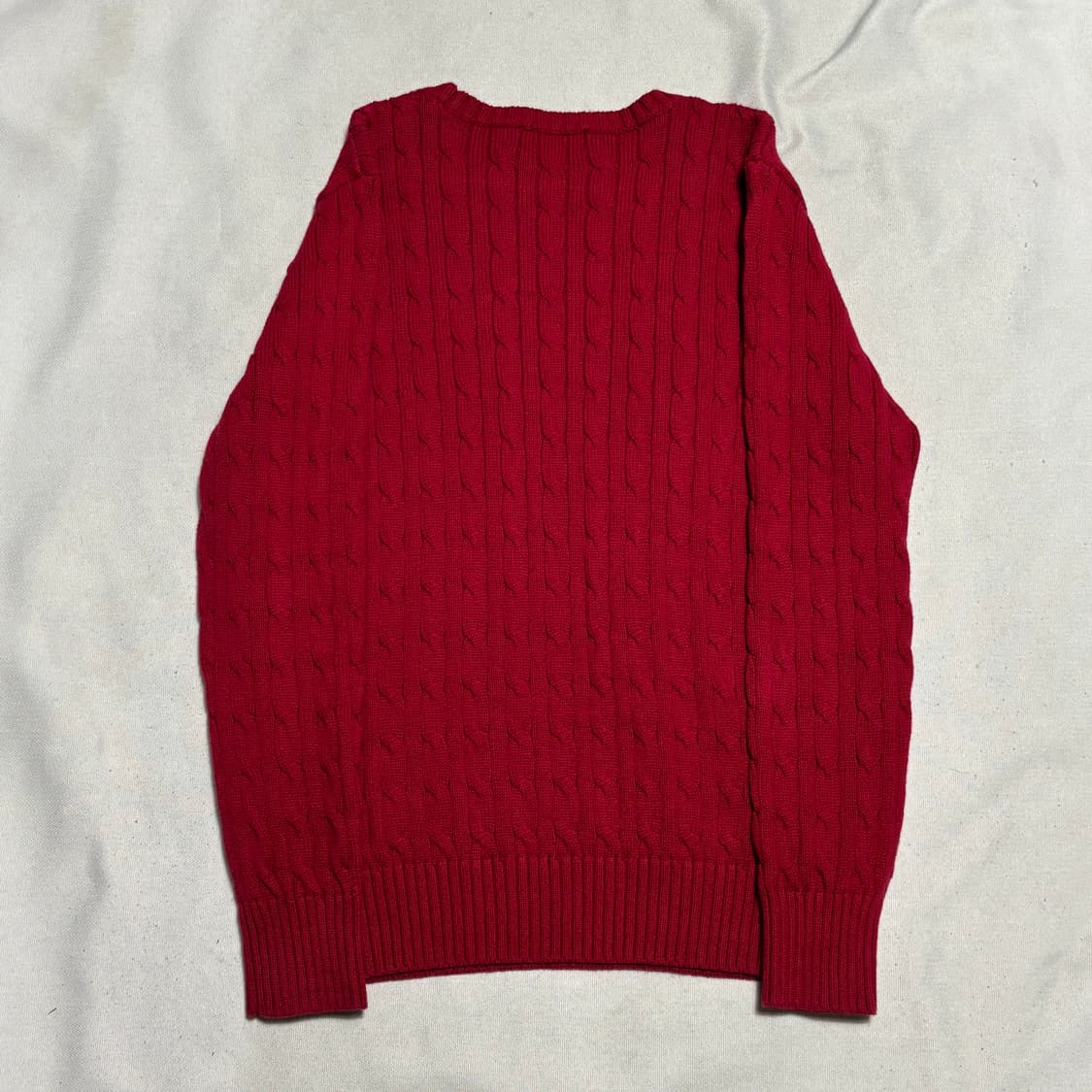 XL 여성용 폴로랄프로렌 레드 케이블 니트 상품이미지3