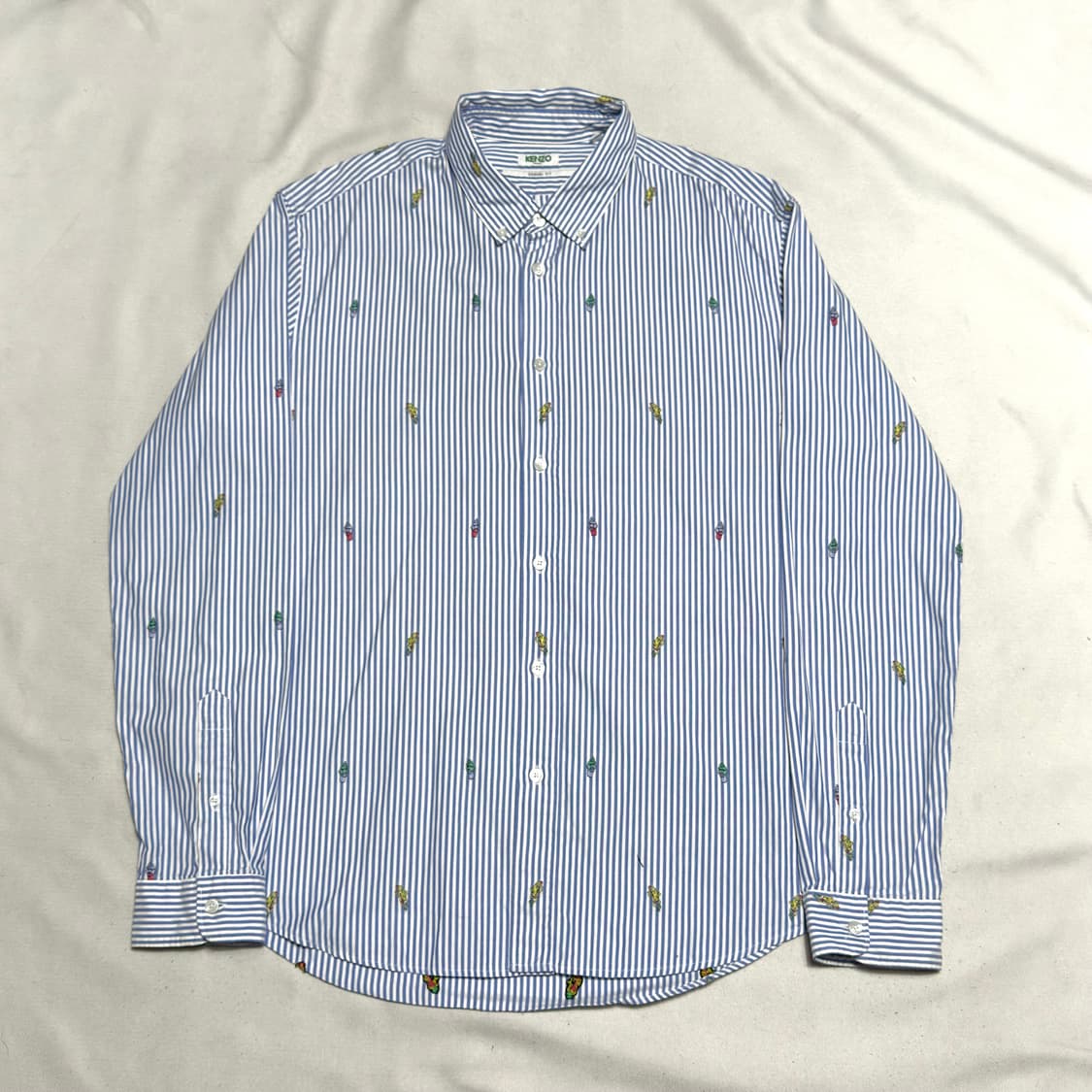 L 겐조 자수 블루 스트라이프 셔츠 상품이미지2