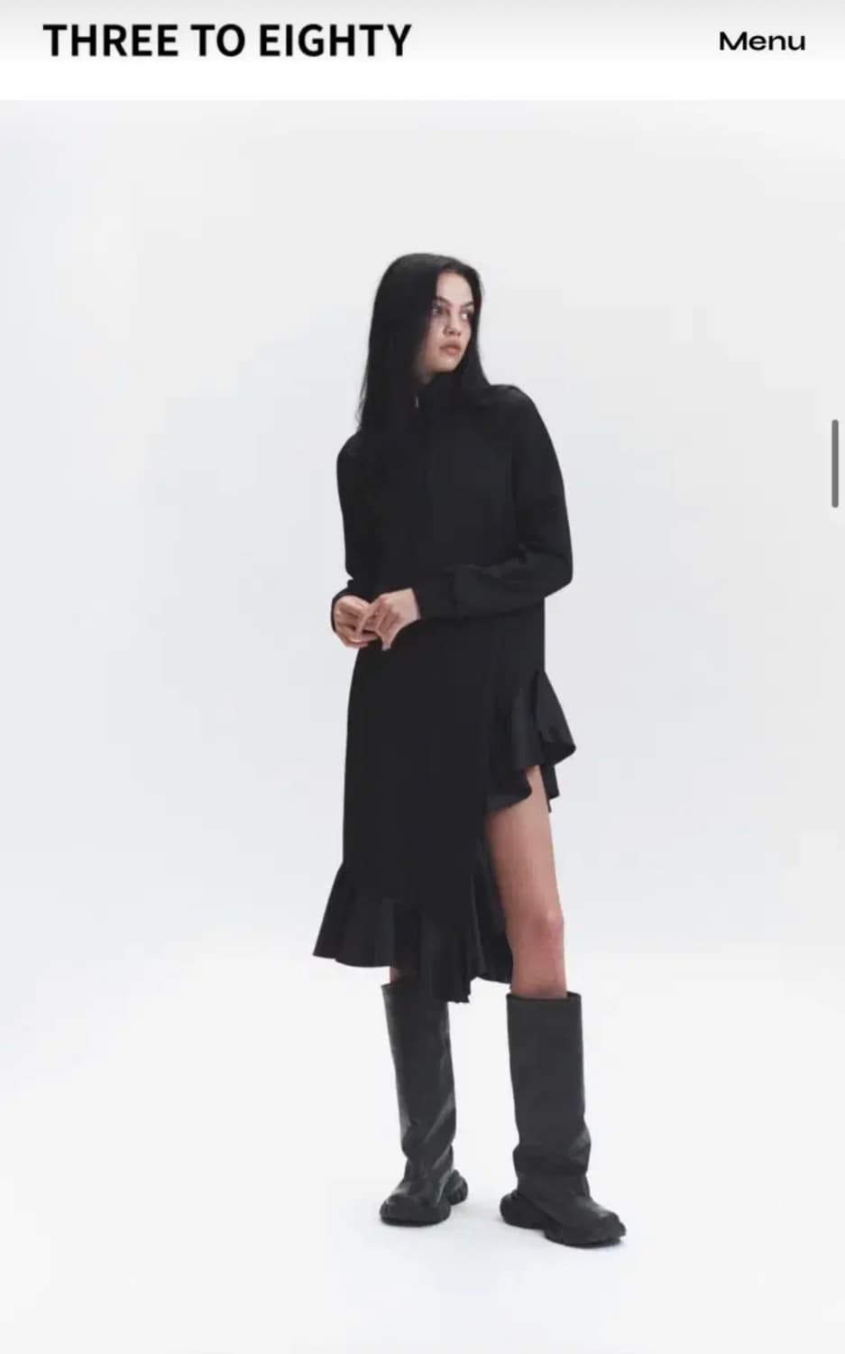 threetoeighty 쓰리투에이티 러플 하이넥 드레스 원피스 상품이미지1