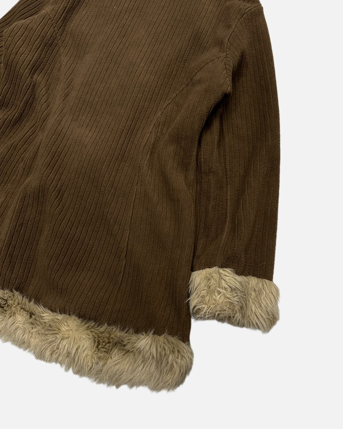 brown ribbed fleece fur coat 상품이미지5