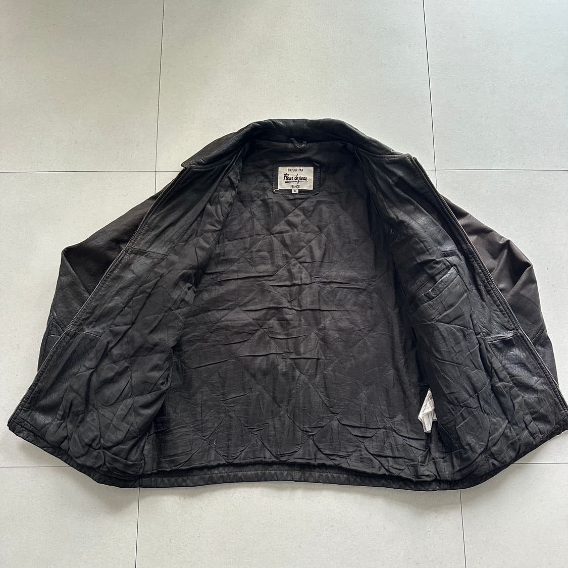 90s 프랑스생산 플뢰르드뽀 버팔로 가죽 스포츠 자켓 M 상품이미지6