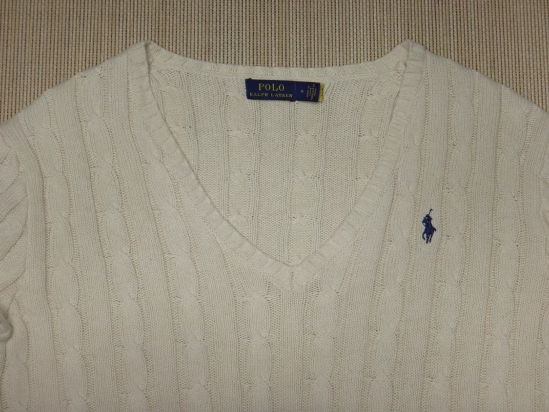 (M/66) 폴로랄프로렌 여성 브이넥 꽈배기 면 니트 상품이미지6