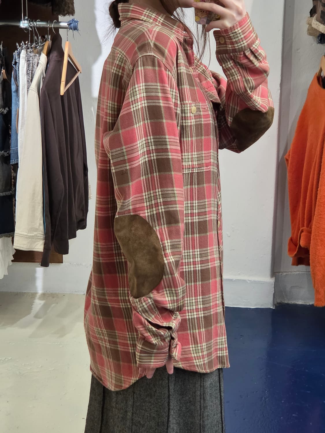 PRL 폴로 랄프로렌 엘보우 스웨이드 패치 체크 셔츠 상품이미지4