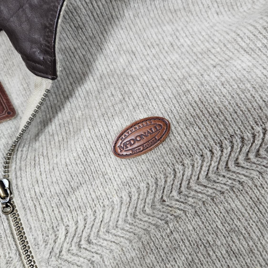McDONALD in 뉴질랜드 레더 카라넥 울 집업 니트 가디건 상품이미지3