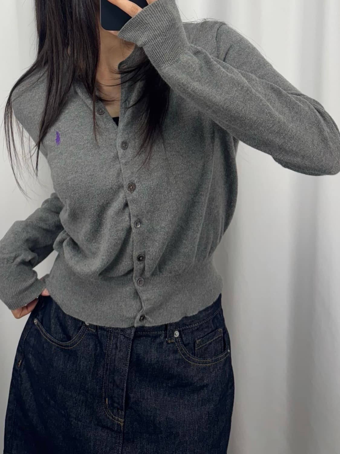 폴로 그레이 가디건 상품이미지2