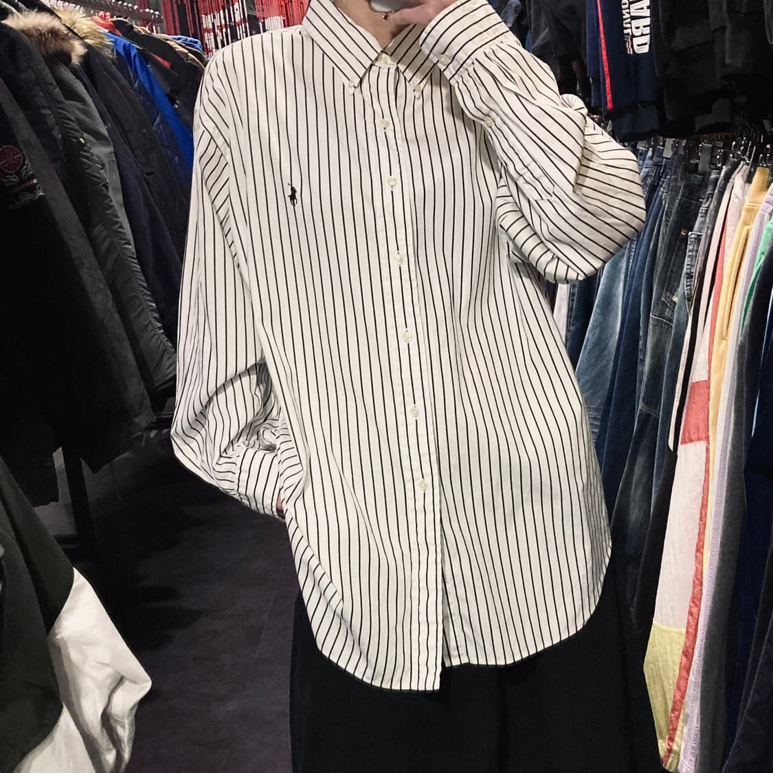  [IM] 폴로 랄프로렌 펜슬 스트라이프 셔츠 블랙 상품이미지2