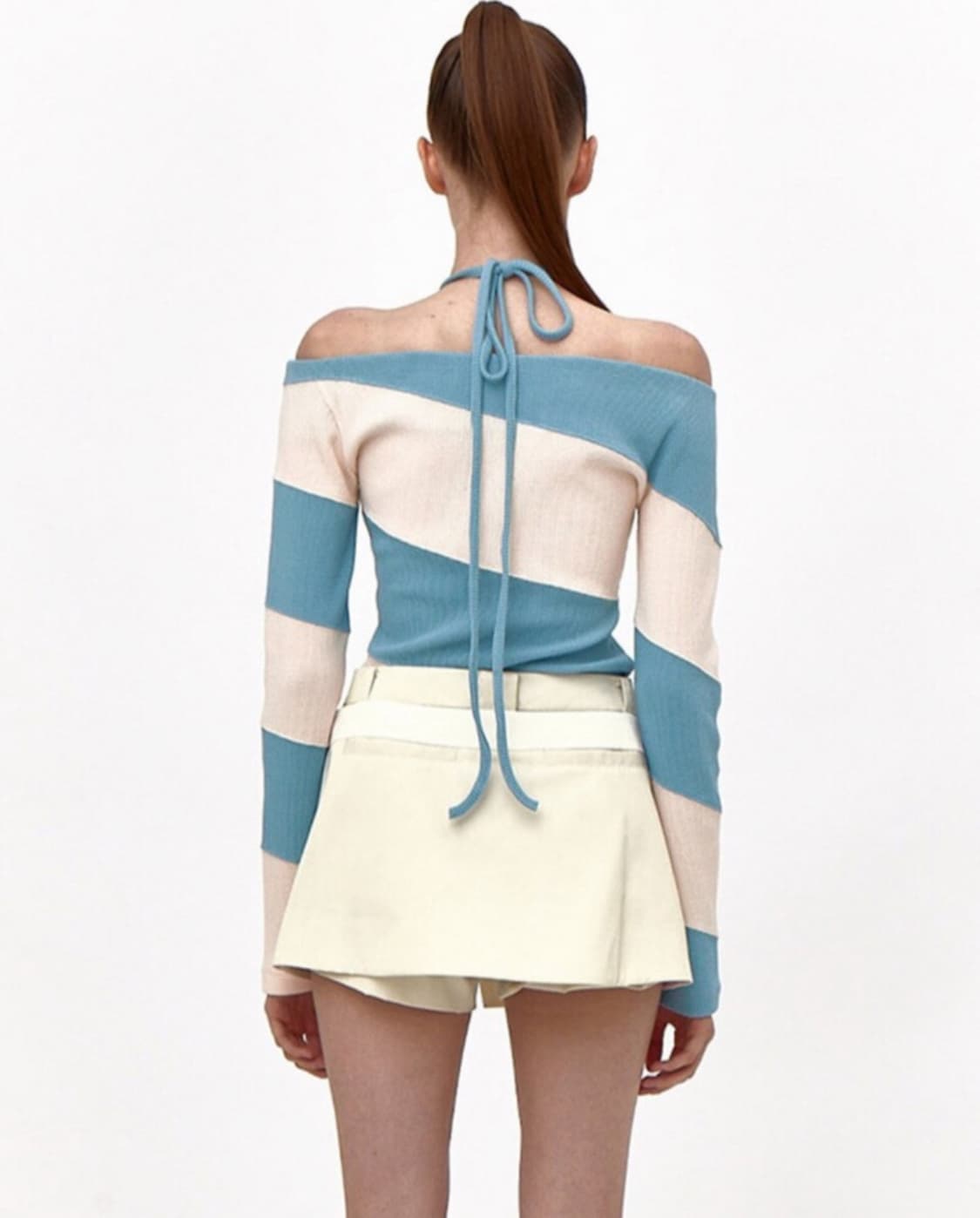 Kijun 스트라이프 오프숄더 상품이미지1