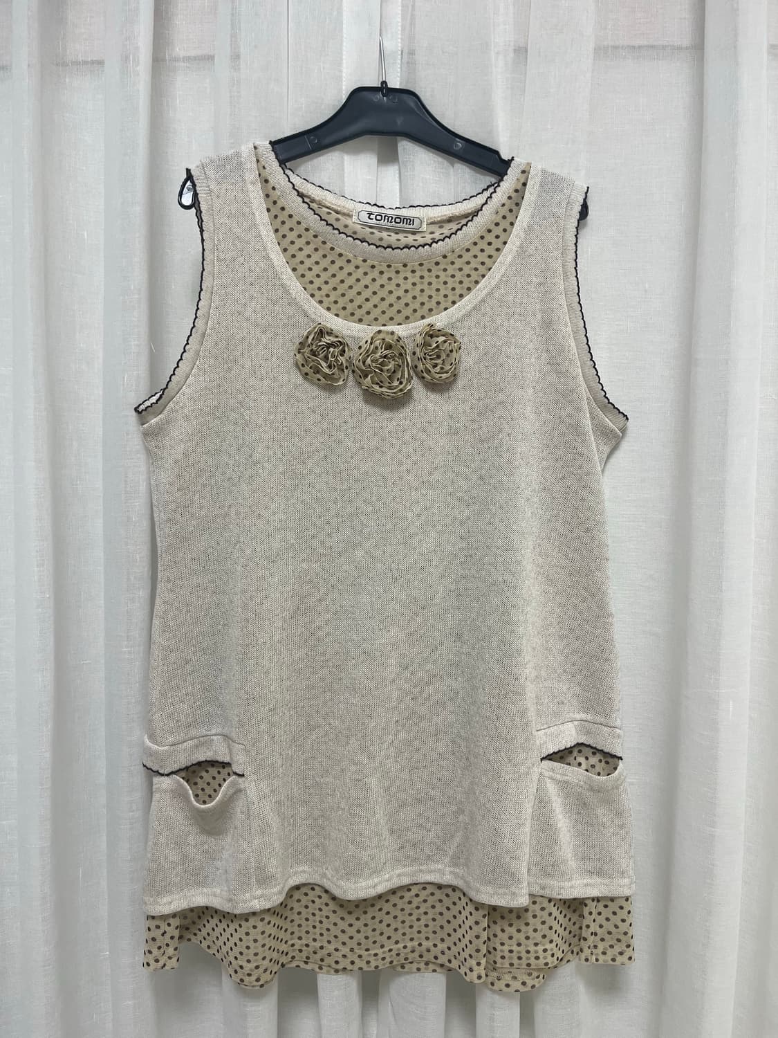 일본 빈티지 모리걸 도트 나시 상품이미지1