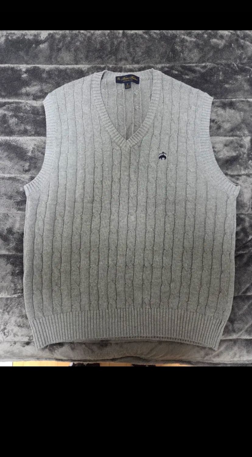 브룩스브라더스 코튼 케이블 니트 베스트 그레이 M 상품이미지3