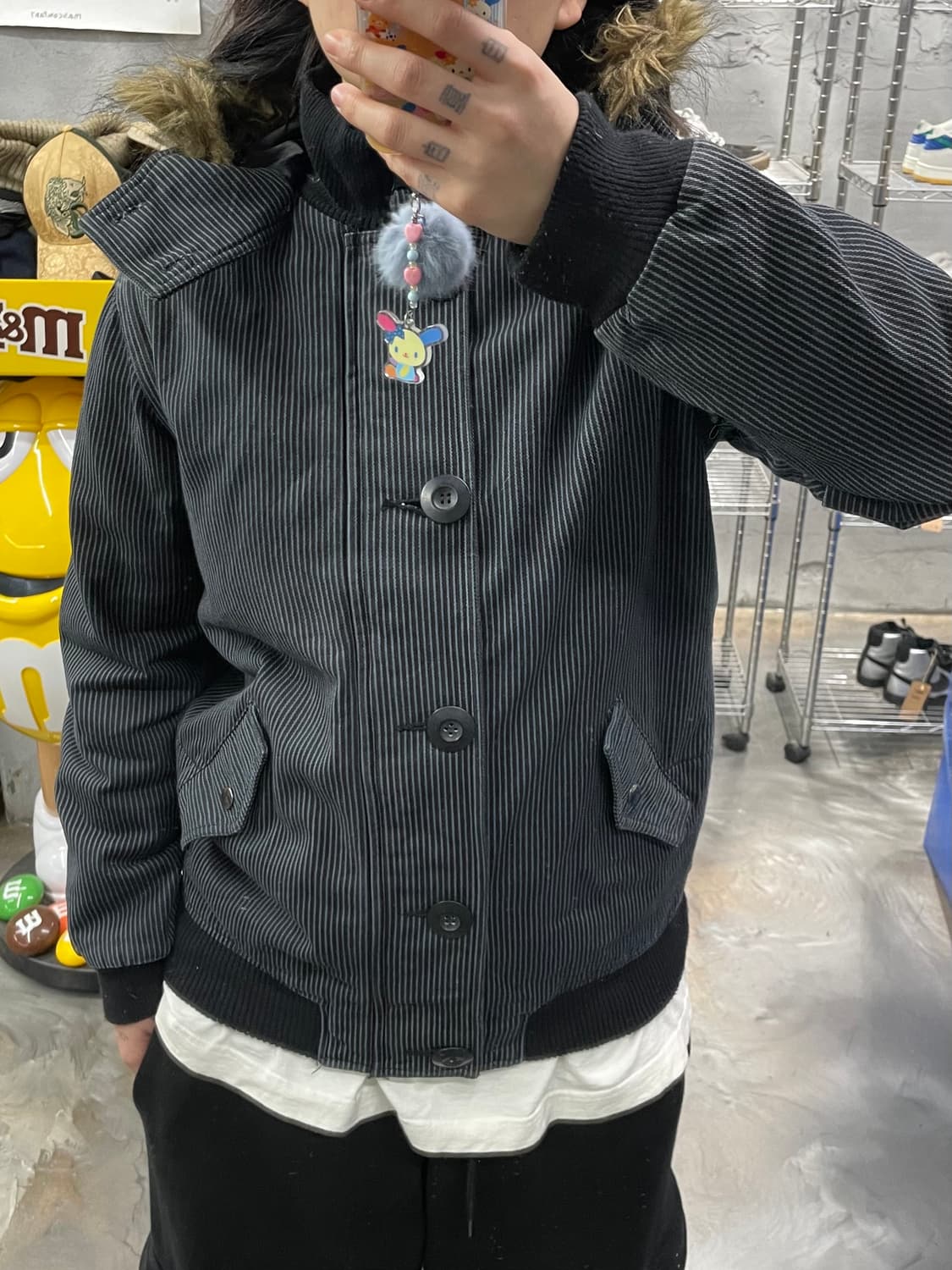 빈티지 스트라이프 퍼 후드 자켓 상품이미지9