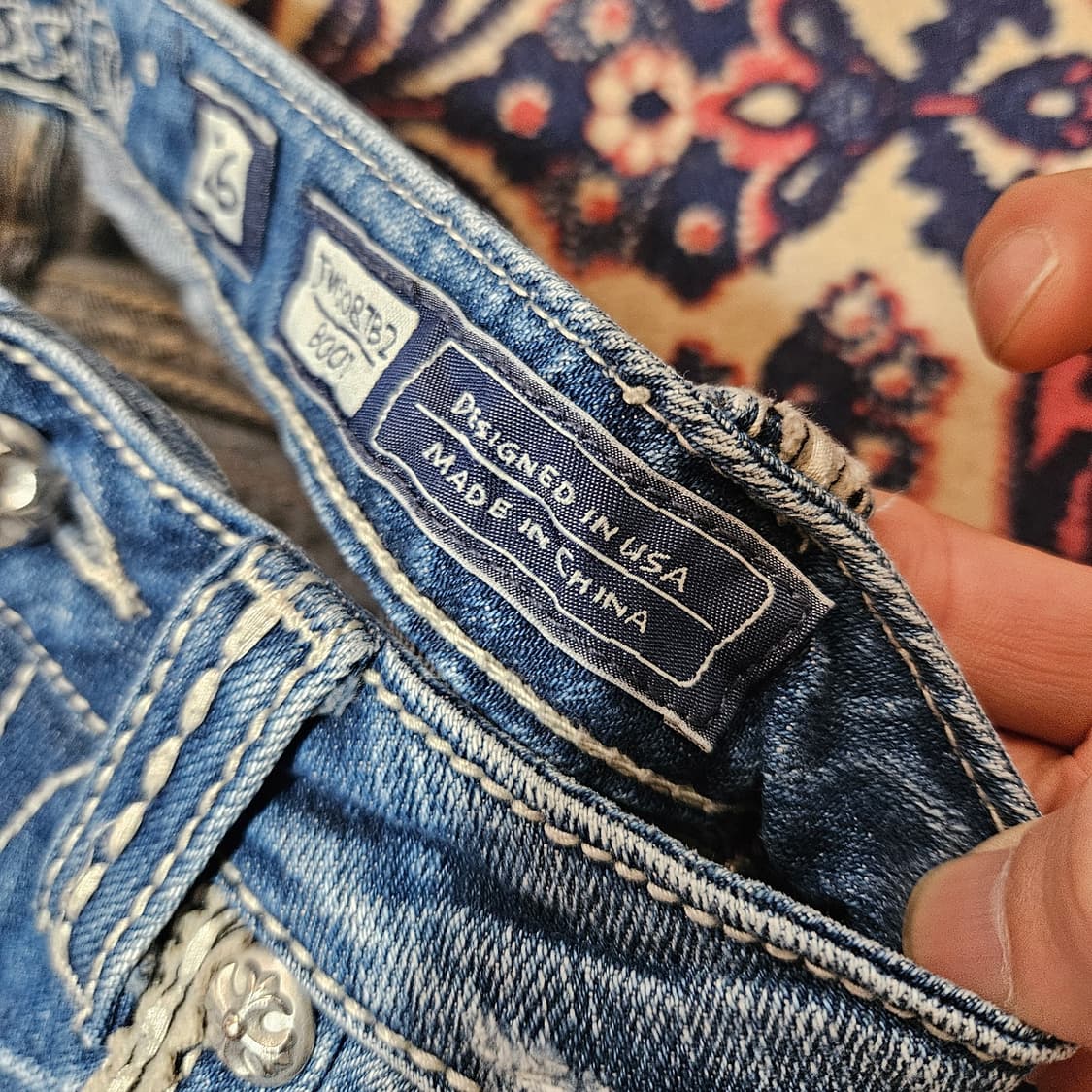 Miss Me 버튼 자수 y2k 디테일 데님 부츠컷 팬츠 상품이미지8