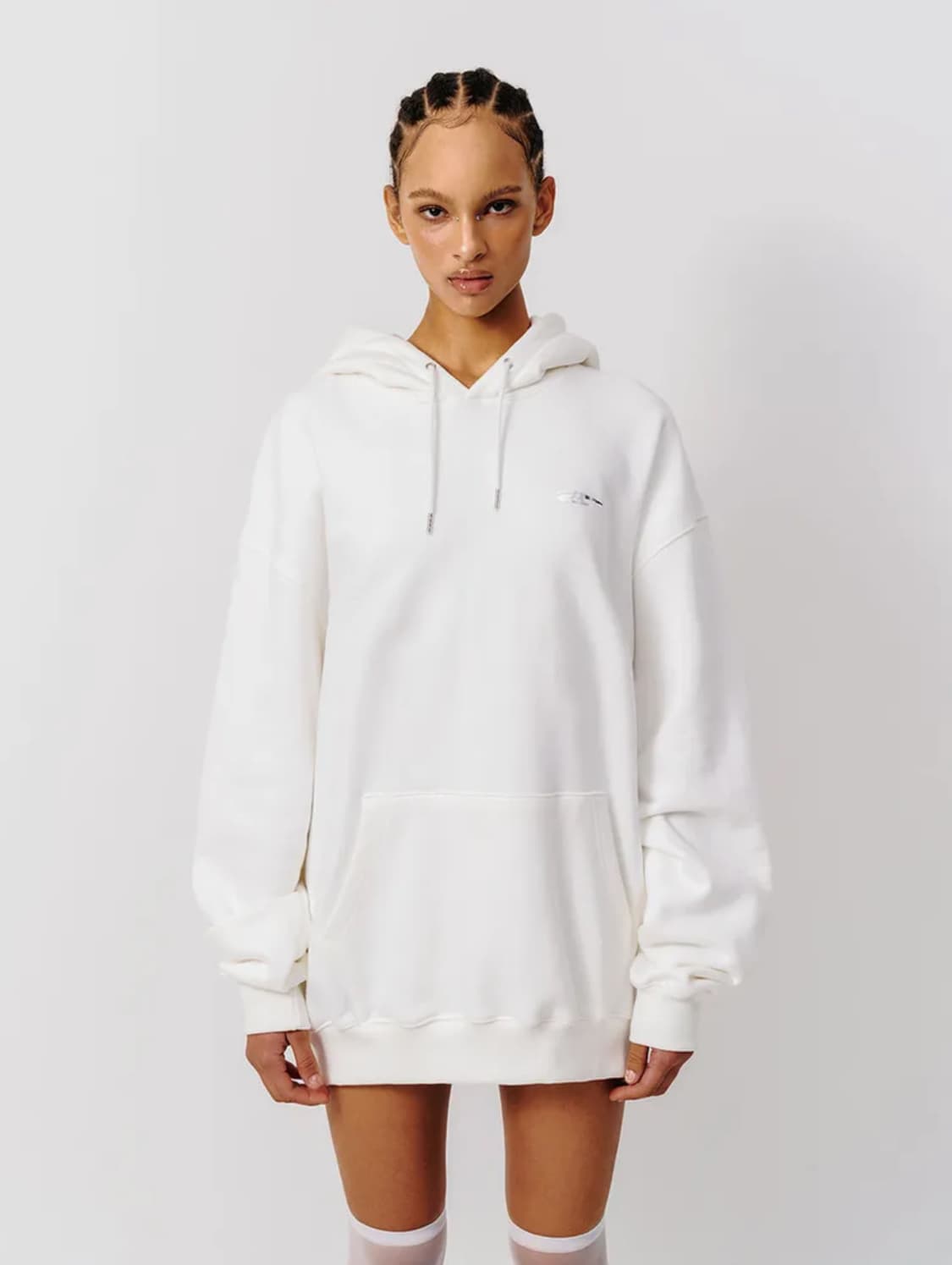 메탈릭 오버사이즈 후디 화이트 상품이미지1