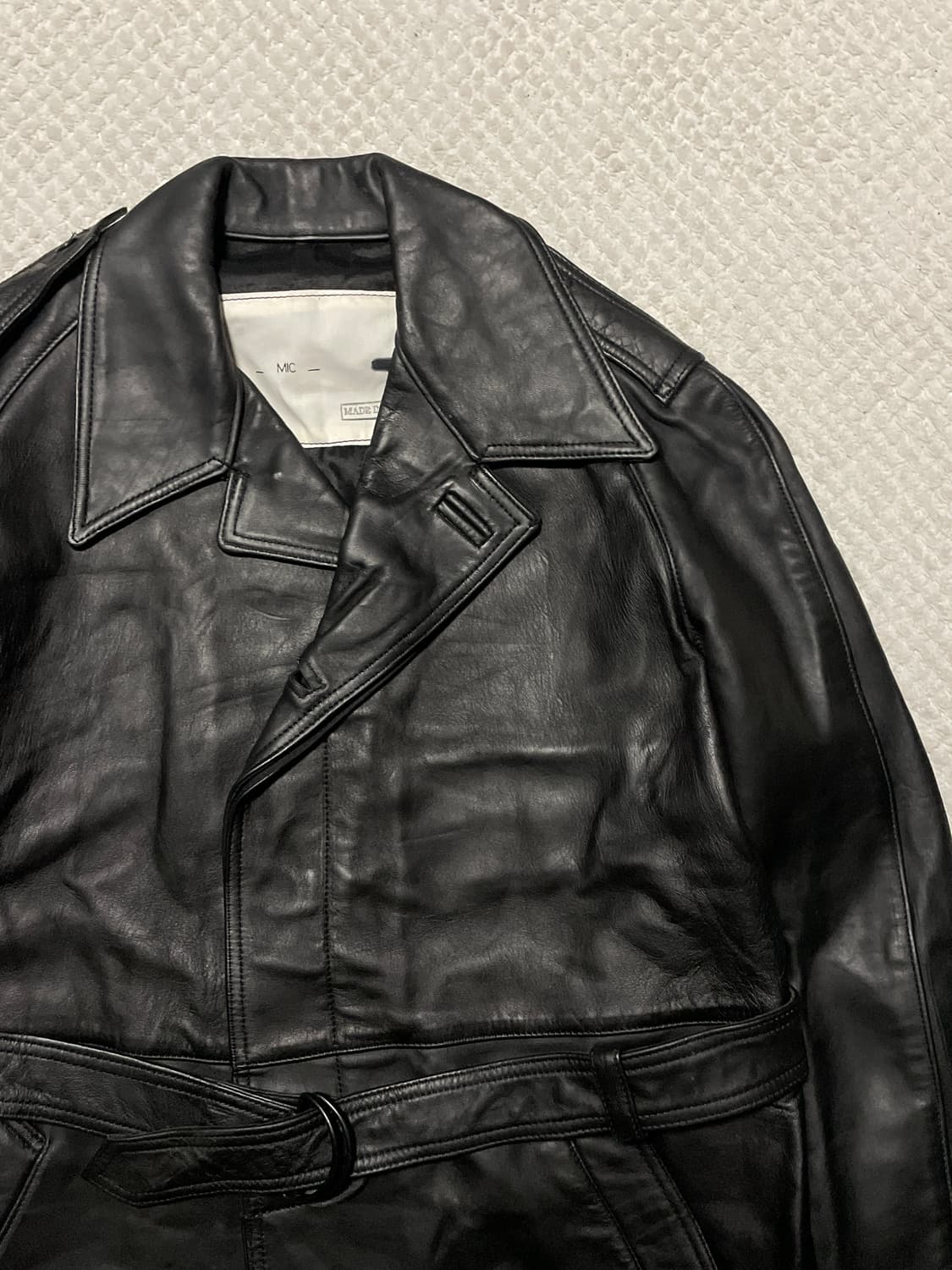 프랑스 밀리터리 MIC 복각 소가죽 라펠 레더 카 코트 상품이미지4