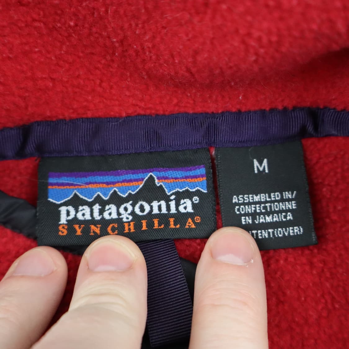 90s 파타고니아 신칠라 스냅-T 레드/네이비 자메이카 상품이미지5