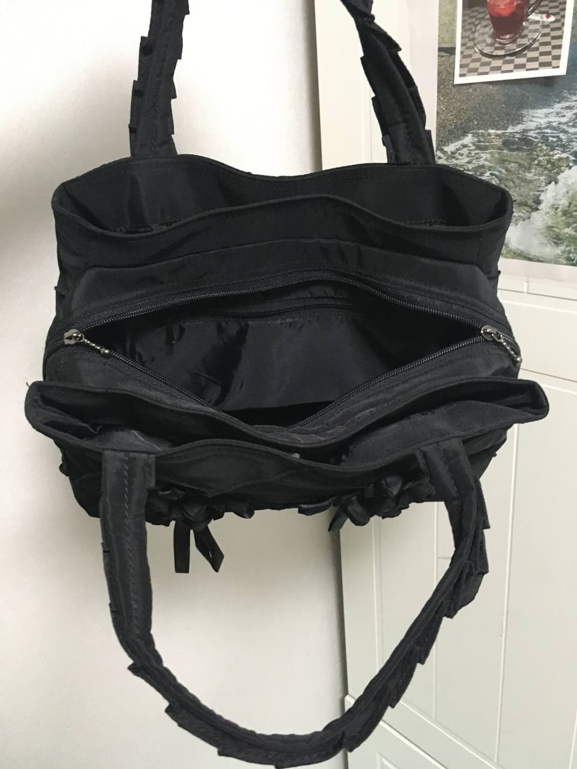 일본빈티지 블랙 레이스 플라워백 토트백 꼼데 트밍 유노이아 cos 상품이미지4