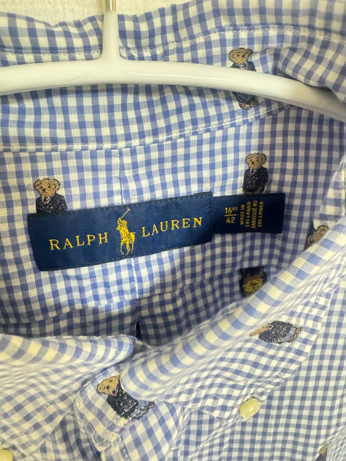 [XL] 폴로 랄프로렌 베어 올오버 자수 깅엄 체크 셔츠 상품이미지3