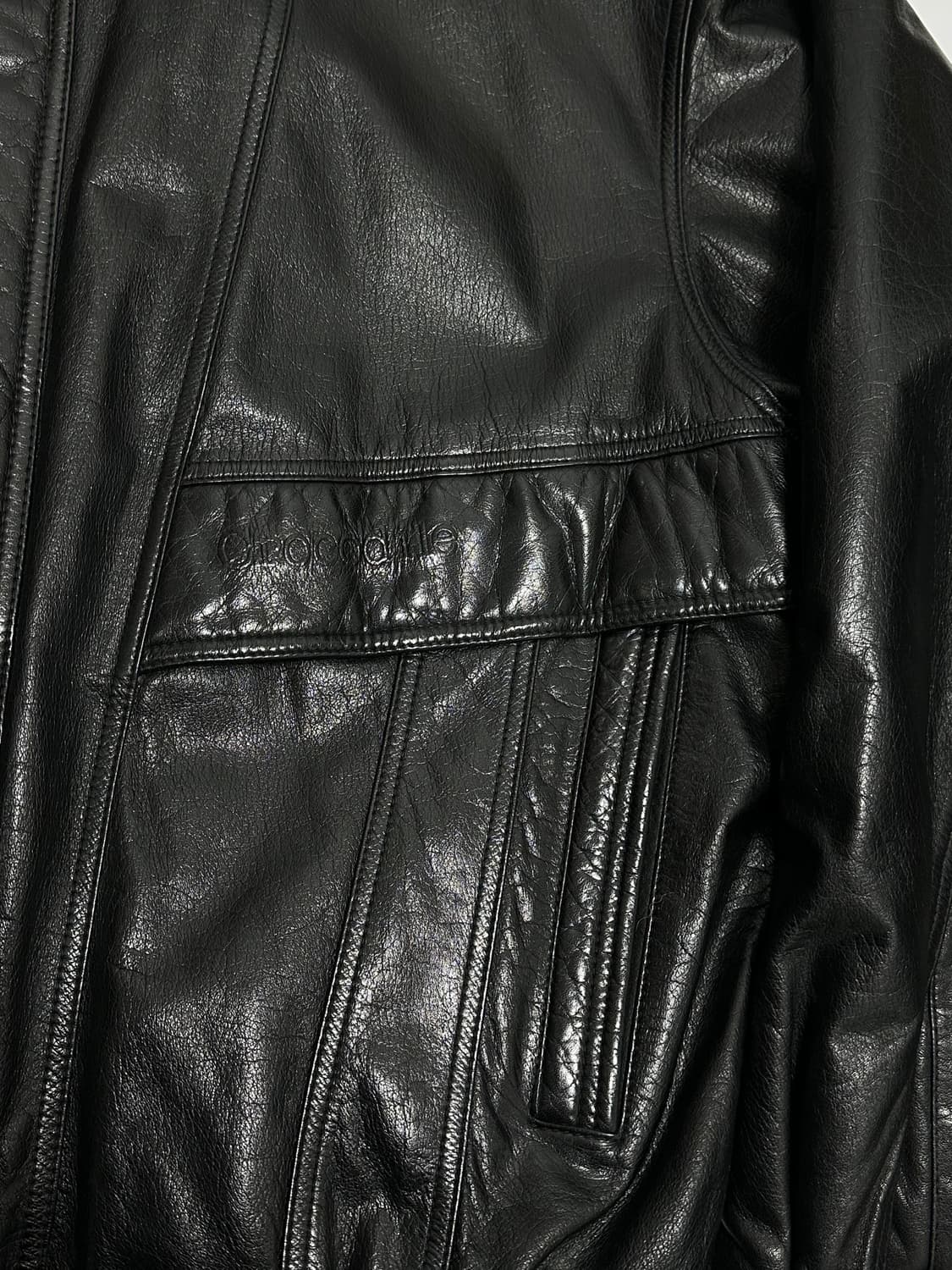 CARTELO by 크로커다일 drum dye 가죽 블루종 레더 자켓 상품이미지3