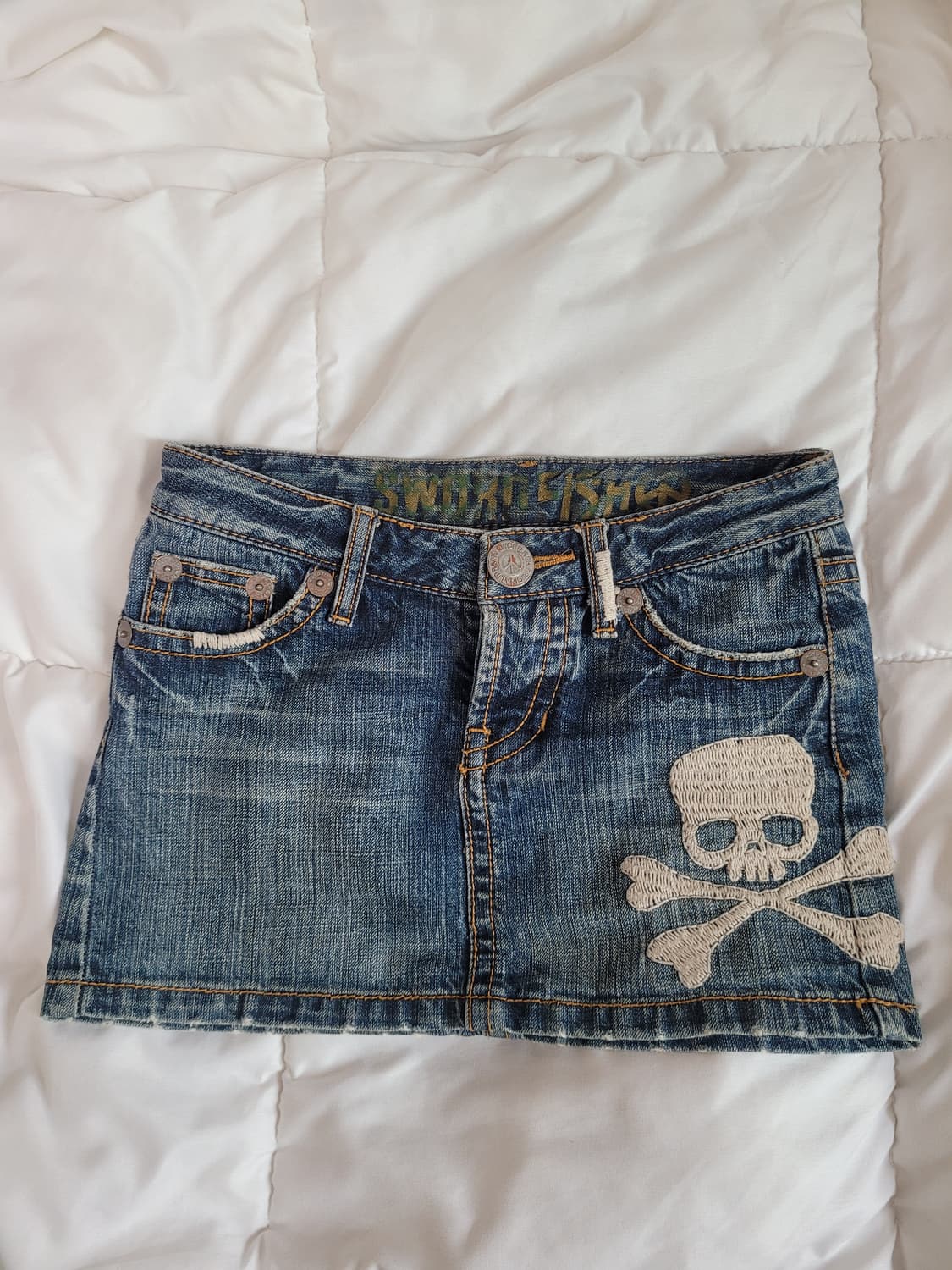 펑크 해골 데님 스커트 상품이미지1