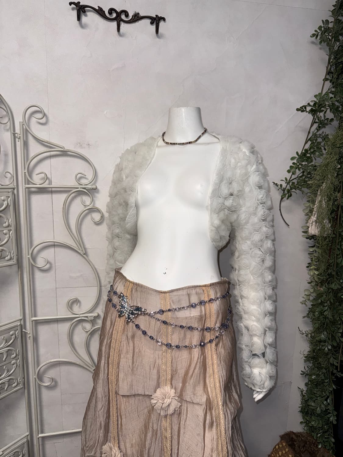 White rose mesh crop bolero cardigan  상품이미지4