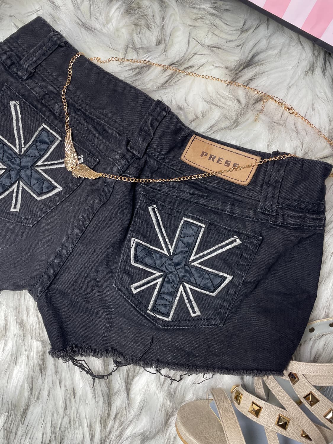 빈티지 유니언잭 로우라이즈 쇼츠 데님 반바지 팬츠 상품이미지2