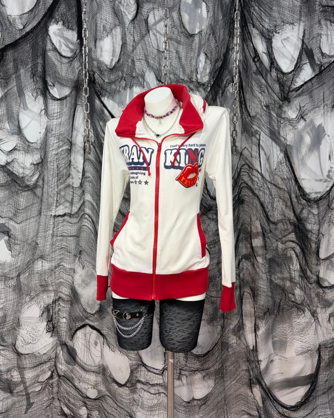 00's Kitsch lettering hickey hoodie zip  상품이미지3