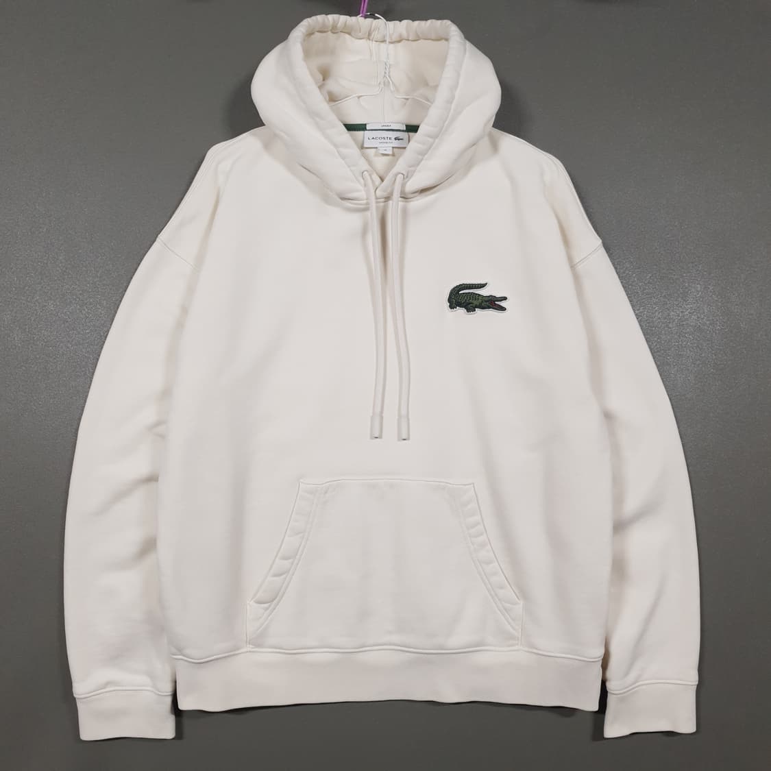 실측 L (100) 라코스테 신형 23FW 빅 크록 후드티 스웻셔츠 크림 상품이미지1