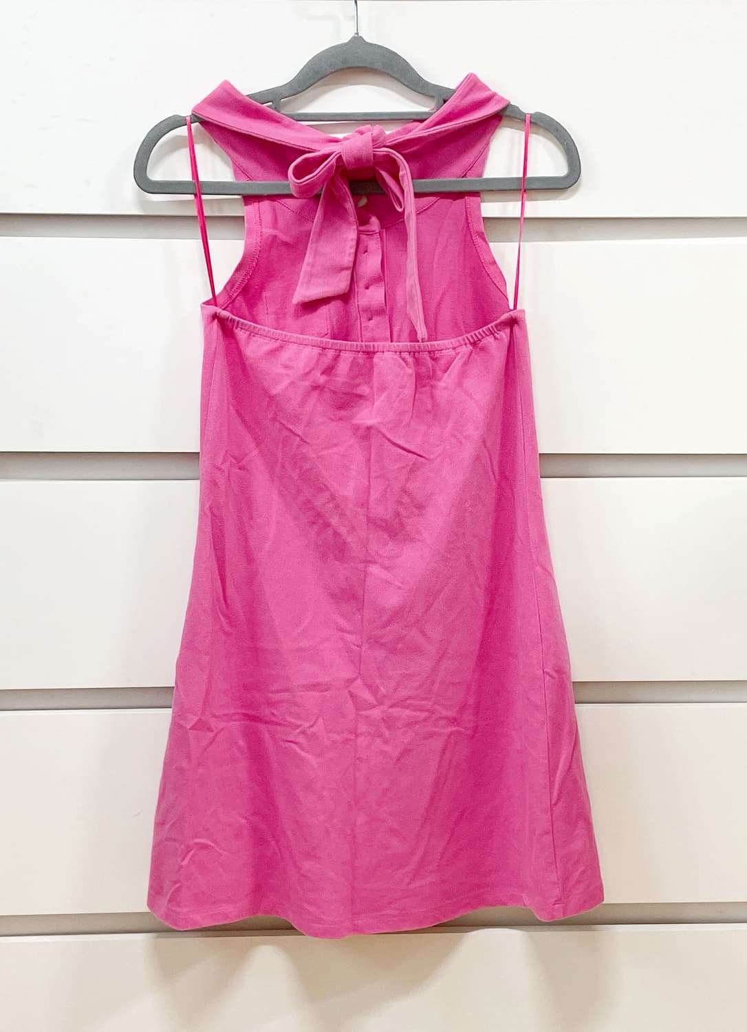폴햄 핫핑크 홀터넥 백리스 폴로 원피스 상품이미지2