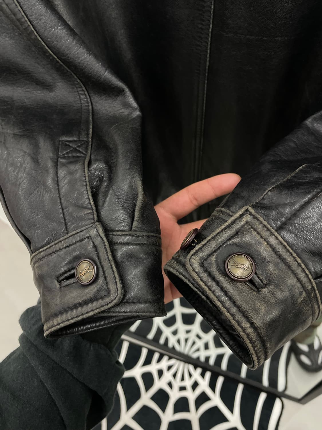 입생로랑 90s 리얼레더 양가죽 퍼 봄버 가죽자켓 상품이미지7