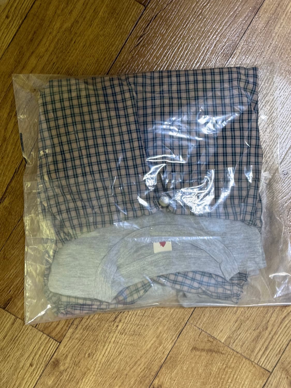 꼬모니노즈 W CHECK BLOUSE SET [GRAY] 상품이미지5