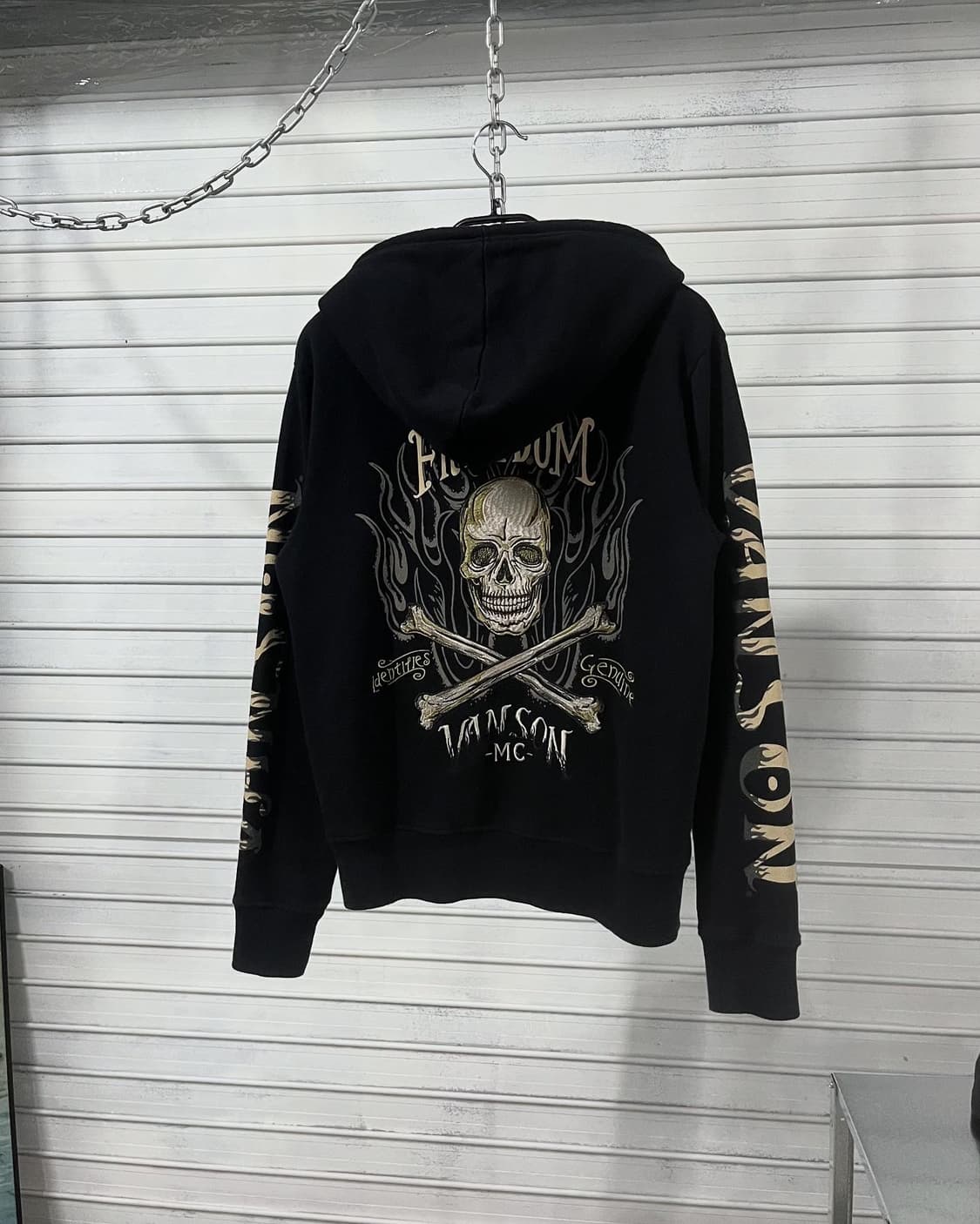 Vanson Leathers flame skull hood zip up 상품이미지1